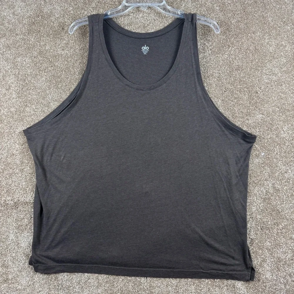 Alo Yoga Womens XXL Brown Heathered Scoop Neck Sleeveless Athletic Tank Top